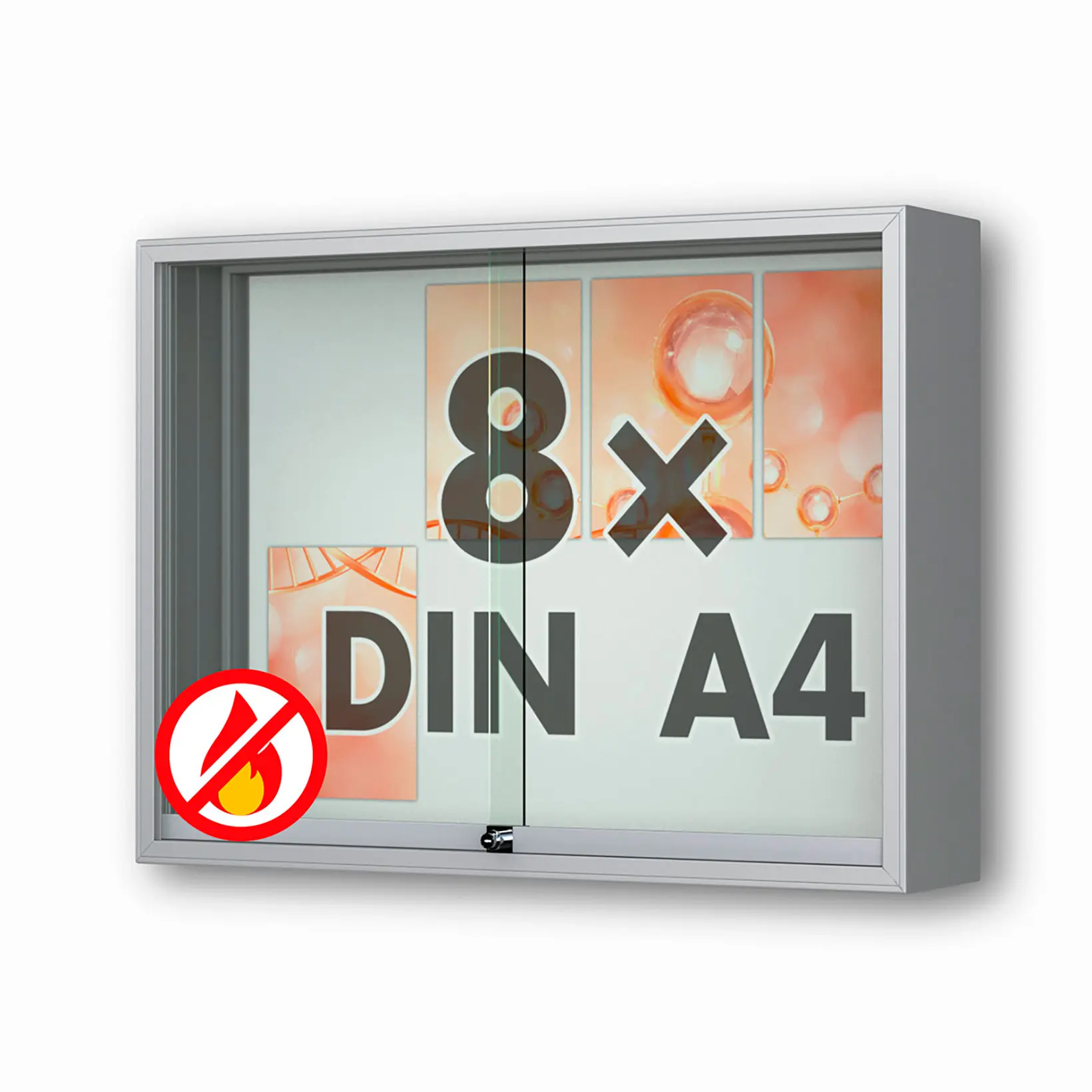 8 x DIN A4 Schaukasten Fortis mit Schiebetüren - 210 mm Bautiefe